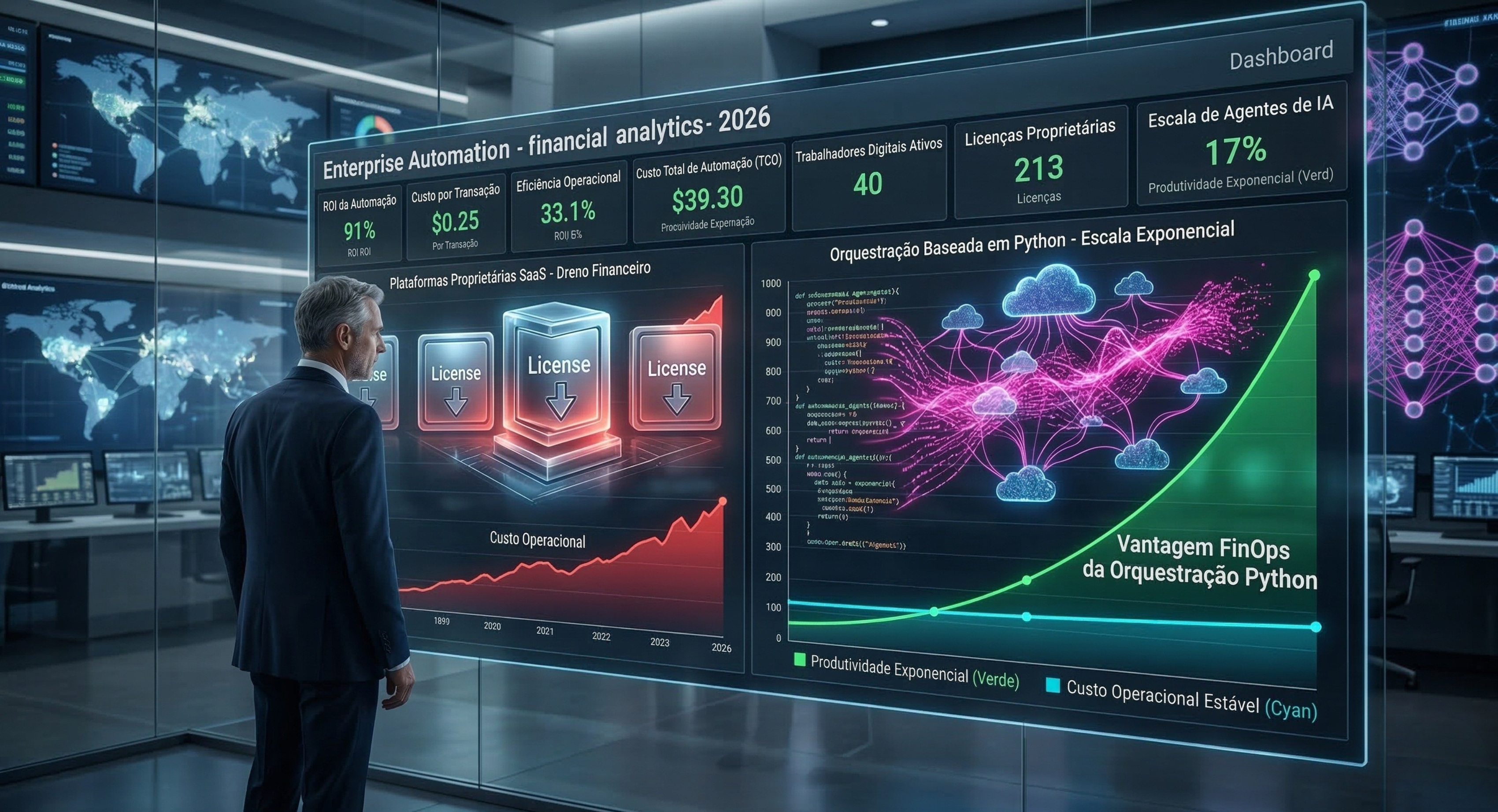 Dashboard financeiro de IA e Automação